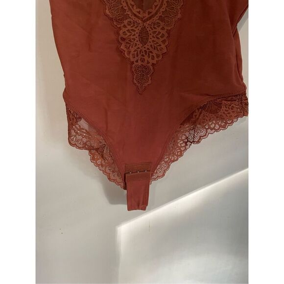 Popilush Women’s Large Orange Lace Trim One Piece Shapewear Bodysuit Brand New - Picture 2 of 6